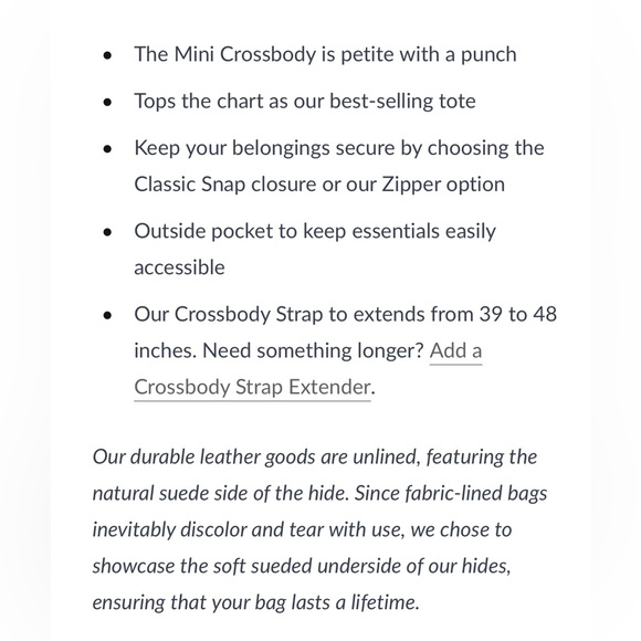 Portland Leather Goods Mini crossbody tote in Cognac with BONUS tassel - Picture 5 of 6